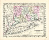 Connecticut State Map 1855 Long Island Sound